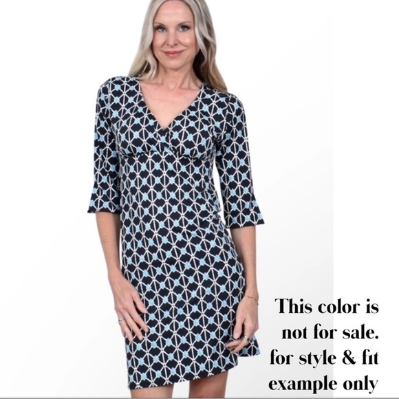 Southwind Hudson 3/4 Sleeve V-neck Dress Medium Petals Black and White - Picture 8 of 8